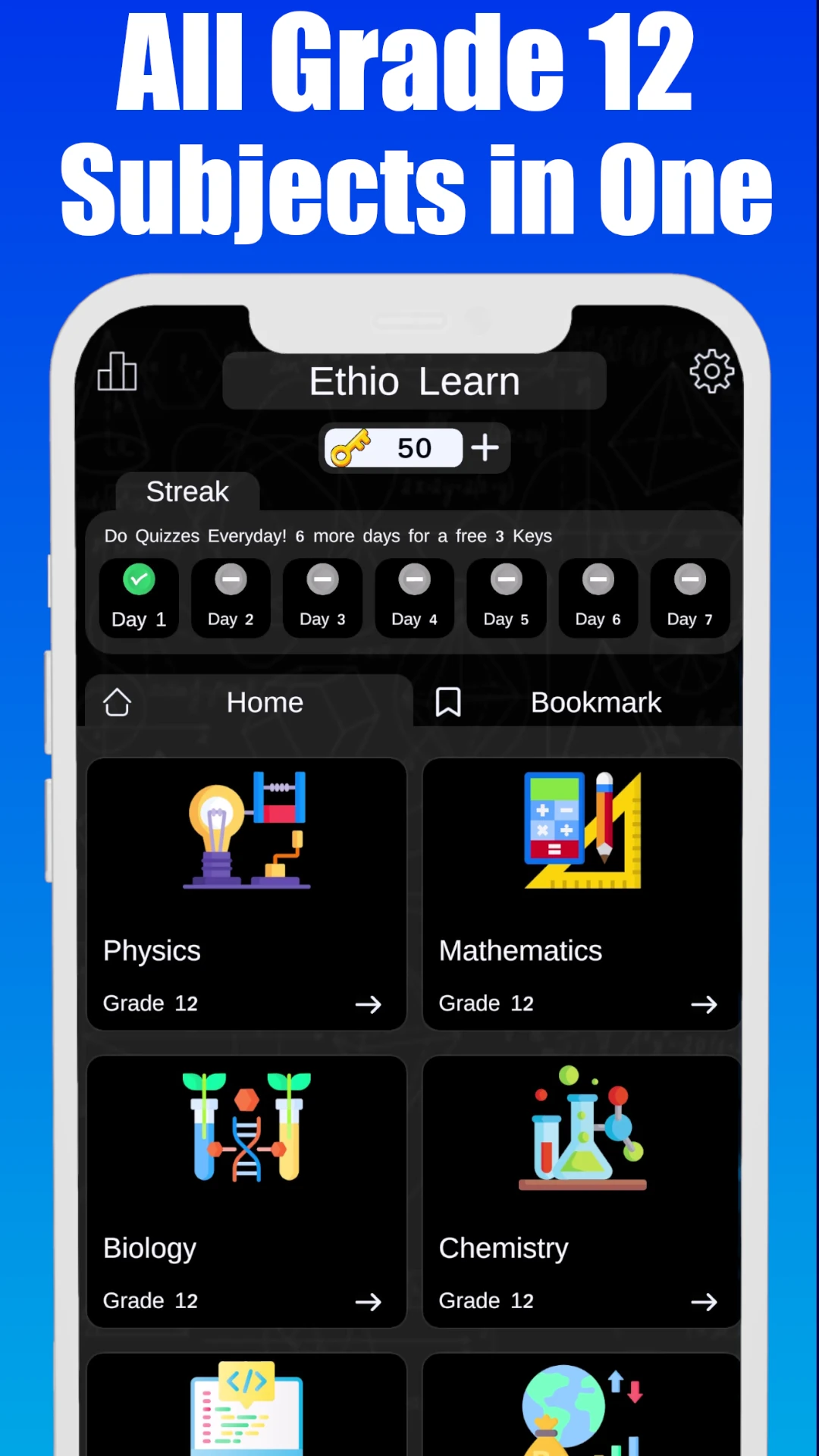 Ethio Learn  Grade 12 Quizzes App Screen Shot Images